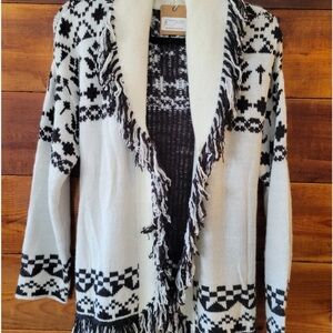 Blu Pepper Monochrome Patterned Cardigan